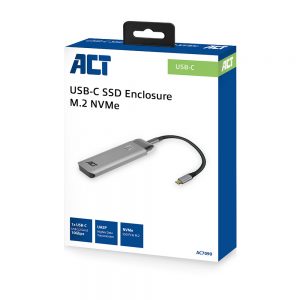 Behuizing ACT M.2 NVMe USB-C SSD Behuizing, aluminium, USB 3.2 Gen2