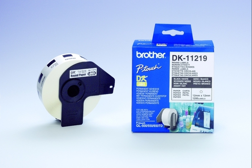 Brother DK11219 Thermal Label - 12 mm x 12 mm Length - Direct Thermal - 1200 Label