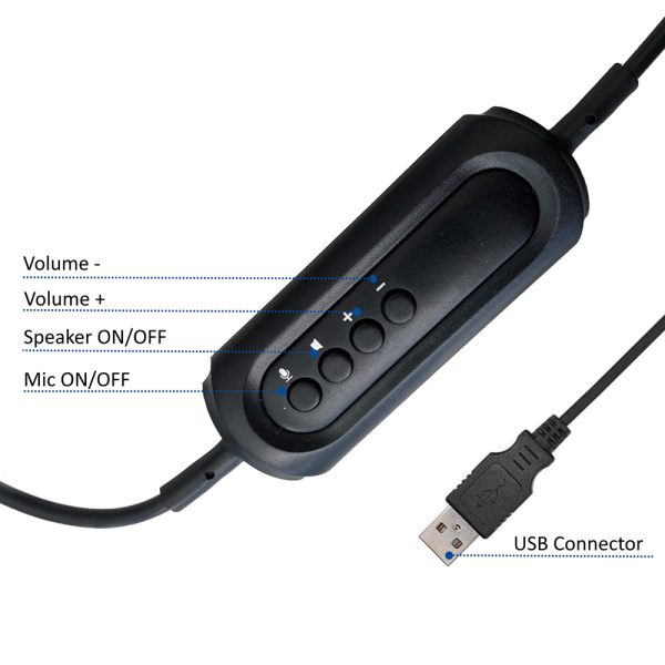 Headset Ewent, USB, 2,1m, Grijs met zwart