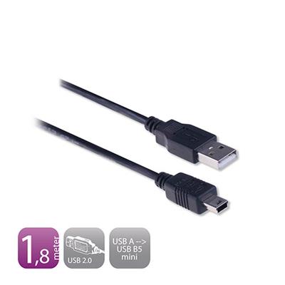 Ewent mini USB 2.0 1,8 m kabel, USB A naar USB 2.0 B male