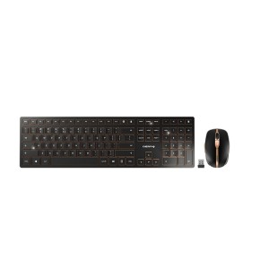 Muis/toetsenbord CHERRY DW 9000 SLIM KEYBOARD RF WIRELESS + BLUETOOTH AZERTY BELGIAN BLACK, COPPER