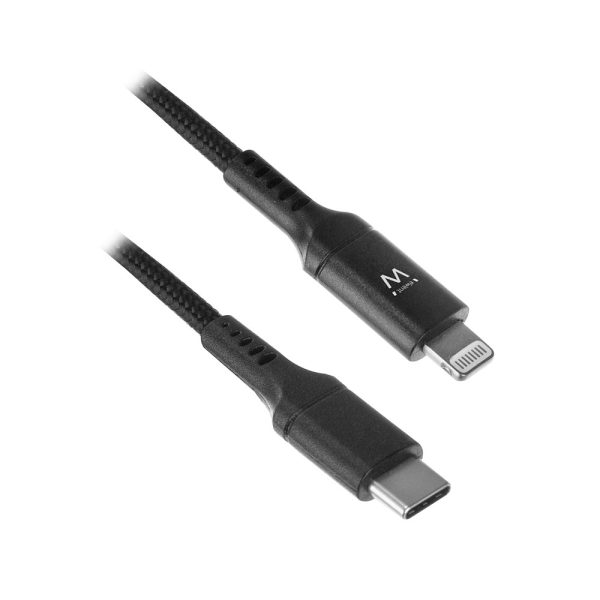 Kabel Ewent pot 1m USB-C naar Apple lightning laad- en sync kabel, USB-C male naar Lightning connector, zwart