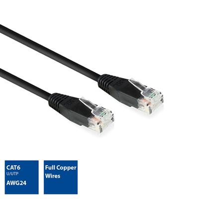 Netwerk kabel ACT AC4000 Zwarte U/UTP CAT6 Netwerkkabel - 90 cm