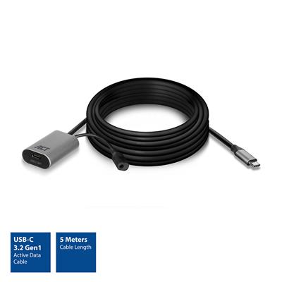 ACT USB-C verlengkabel met signaalversterker 5 meter Data