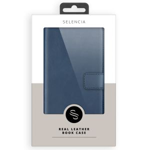 Selencia Echt Lederen Booktype voor de Samsung Galaxy A22 (5G) - Blauw