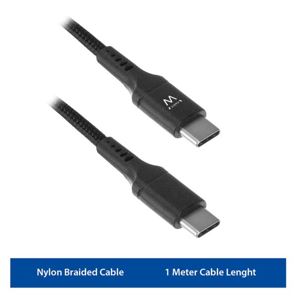 Kabel Ewent/ACT pot Ewent 1 meter, USB-C naar USB-C laadkabel zwart