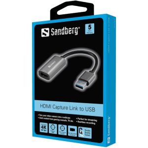 USB Adapter HDMI (ST-BU) Capture Link 4K Sandberg Grijs