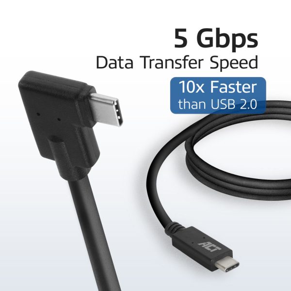 Kabel ACT USB-C naar USB-C haaks M/M 60w 1m