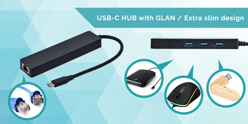 USB-hub I-Tec Advance USB-C Slim Passive HUB 3 Port + Gigabit Ethernet Adapter