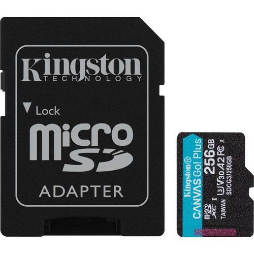 Kingston Canvas Go! Plus 256 GB Class 10/UHS-I (U3) microSDXC - 170 MB/s Read - 90 MB/s Write