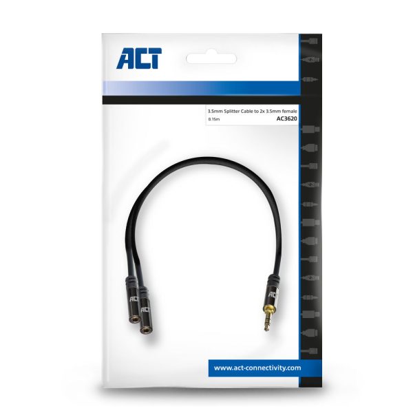 ACT Audio splitter 0.15m High Quality 3.5 mm jack m - 2x f