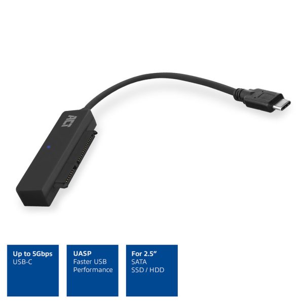 Behuizing ACT USB-C adapterkabel naar 2,5" SATA HDD/SSD