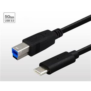 Bulk kabel USB 3.0 TYPE-B MALE TO USB-C MALE 1m BLACK